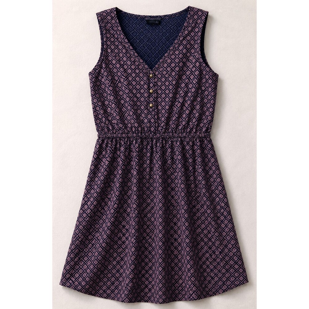 Lucky Brand Navy & Purple Diamond-Print Dress